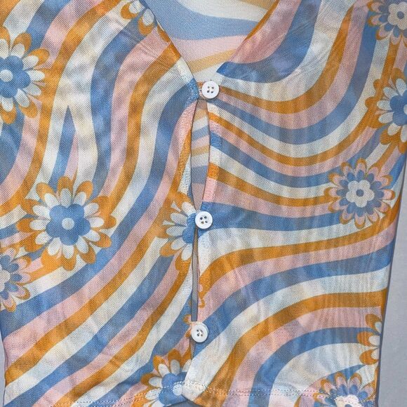 Rue21 Hippie Swirl Long Sleeve Mesh Crop Top - Picture 7 of 9